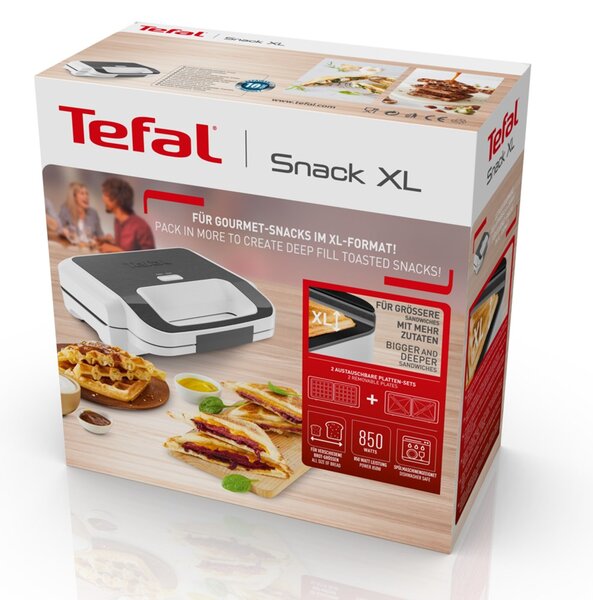 Tefal Snack XL SW7011 sendvičovač 850 W Bílá, Nerezová ocel