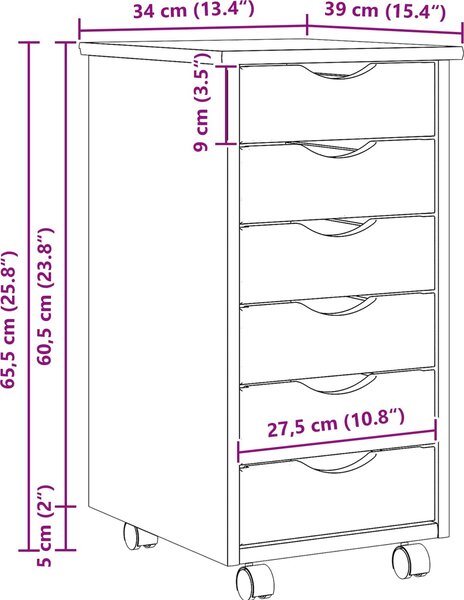 VidaXL Zásuvková skříňka se zásuvkami MOSS masivní borové dřevo [42032400] Barva: Černá