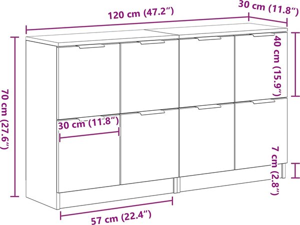 VidaXL Příborníky 2 ks 60 x 30 x 70 cm kompozitní dřevo [3333073] Barva: dub sonoma