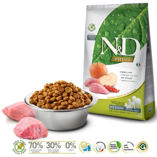 FARMINA N&D Prime Wild Boar & Apple Adult Medium & Maxi - suchá karma pro psa - 12kg