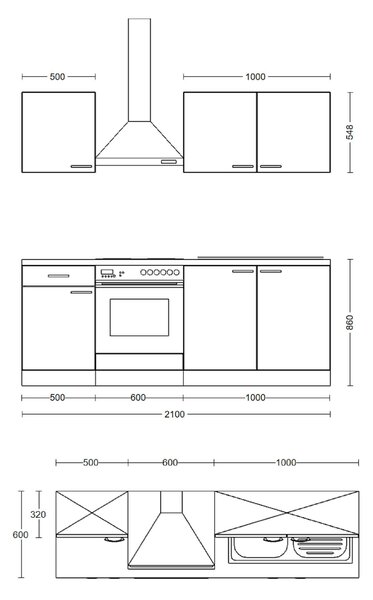 KUCHYŇSKÁ LINKA NEPAL 210 210 cm FlexWell - Online Only kuchyňské linky, Online Only