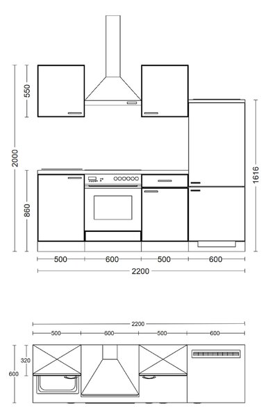 KUCHYŇSKÁ LINKA NEPAL 220 220 cm FlexWell - Online Only kuchyňské linky, Online Only