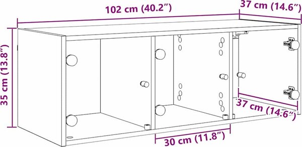 VidaXL Nástěnná skříňka se skleněnými dvířky 102x37x35 cm [882921] Barva: dub sonoma