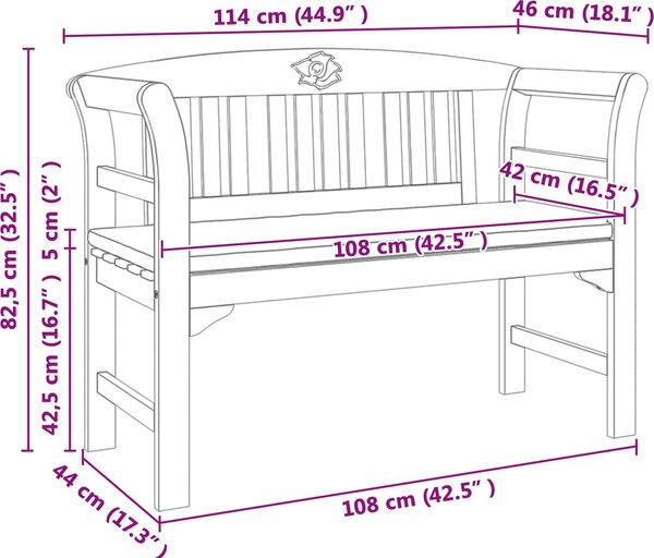 VidaXL Zahradní lavice 114 cm masivní akáciové dřevo [42024773] Barva: Přírodní
