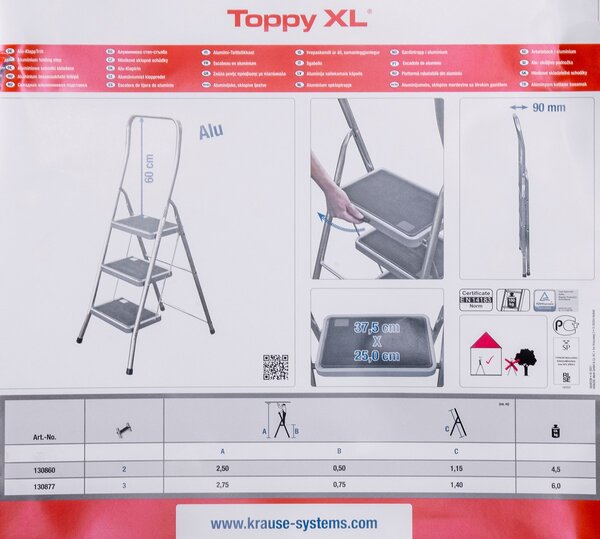 Krause Skládací schůdky Toppy XL stříbrné