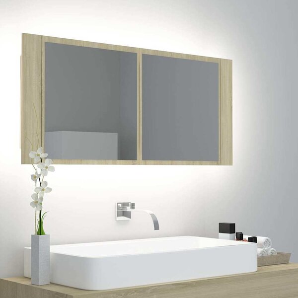 VidaXL LED koupelnová skříňka se zrcadlem 100 x 12 x 45 cm [875044] Barva: Bílá