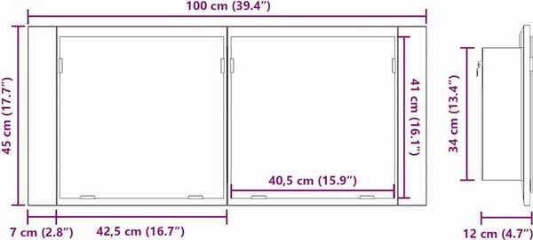 VidaXL LED koupelnová skříňka se zrcadlem 100 x 12 x 45 cm [875044] Barva: Bílá