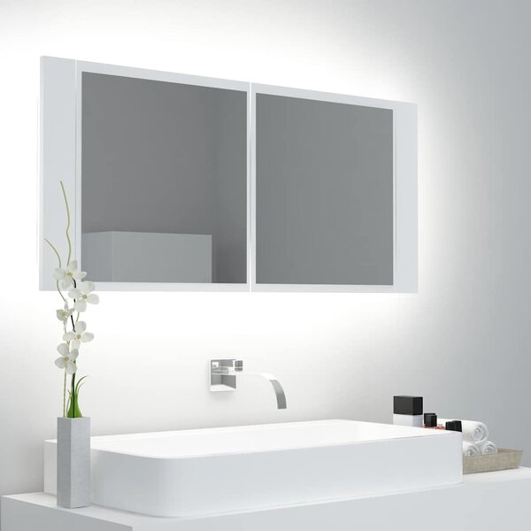 VidaXL LED koupelnová skříňka se zrcadlem 100 x 12 x 45 cm [875044] Barva: Bílá