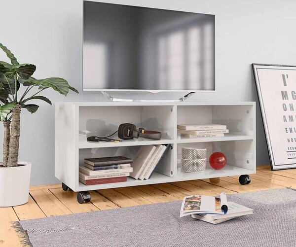 VidaXL TV skříňka na kolečkách 90x35x35cm kompozitní dřevo [861981] Barva: Bílá