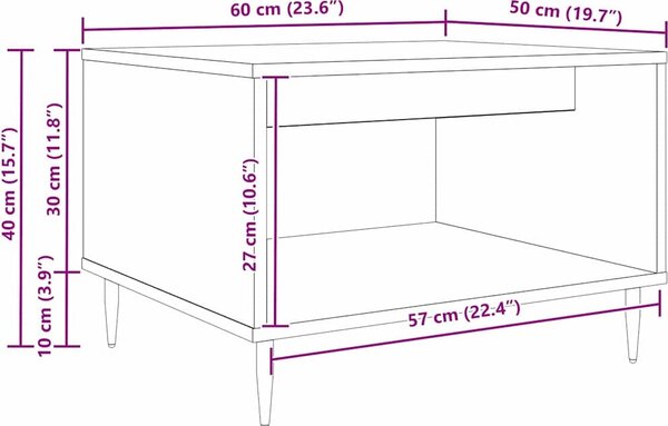 VidaXL Konferenční stolek 60 x 50 x 40 cm kompozitní dřevo [879608] Barva: dub sonoma
