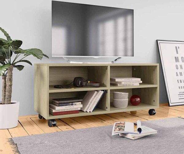 VidaXL TV skříňka na kolečkách 90x35x35cm kompozitní dřevo [861981] Barva: Bílá