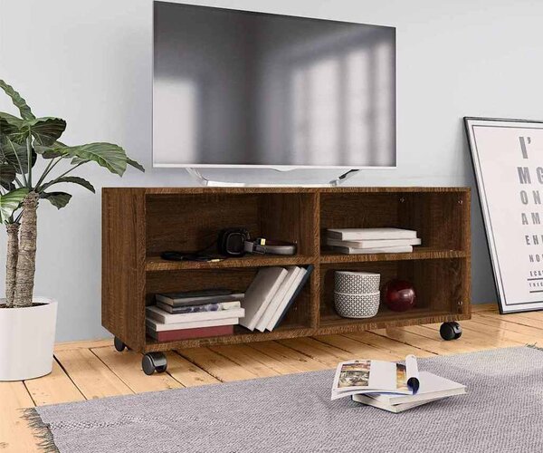 VidaXL TV skříňka na kolečkách 90x35x35cm kompozitní dřevo [861981] Barva: Bílá