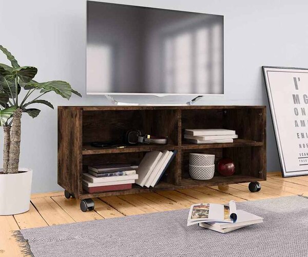 VidaXL TV skříňka na kolečkách 90x35x35cm kompozitní dřevo [861981] Barva: Bílá