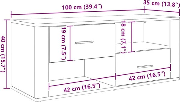 VidaXL TV skříňka 100 x 35 x 40 cm kompozitní dřevo [881014] Barva: hnědý dub