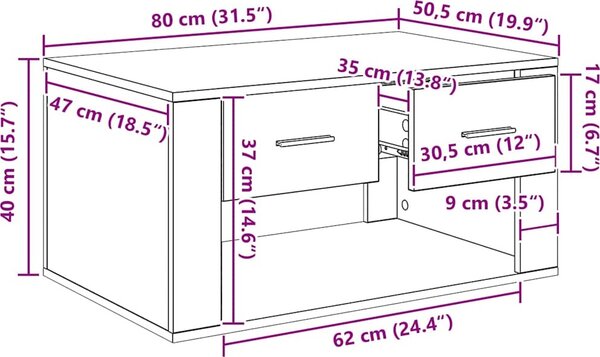 VidaXL Konferenční stolek 80 x 50 x 40 cm kompozitní dřevo [881131] Barva: kouřový dub