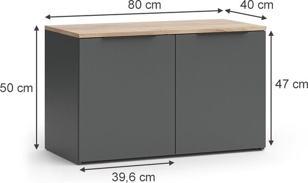 Příborník Vicco Wido Antracit 80 x 50 cm se 2 dveřmi, Model 47671