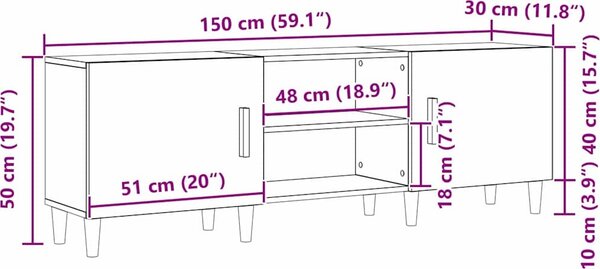 VidaXL TV skříňka 150 x 30 x 50 cm kompozitní dřevo [862797] Barva: Bílá