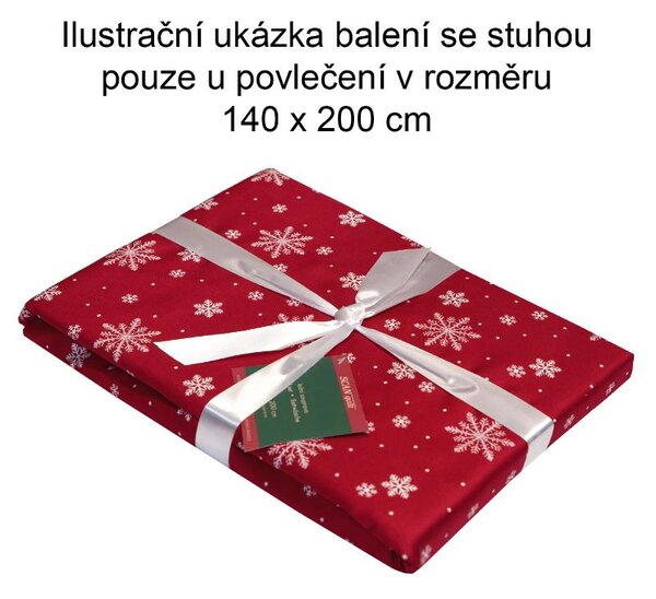 Povlečení KLASIK vločky červenobílá 140 x 220/70 x 90 cm