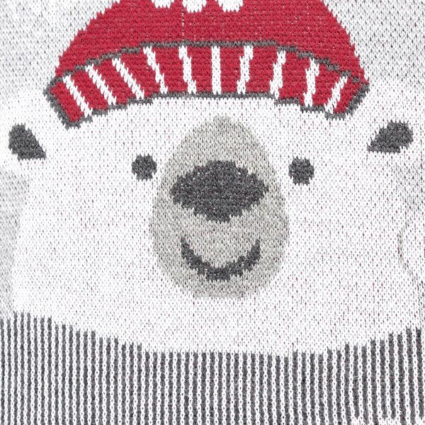 Pletený povlak DESIGN trio polar bears šedočervená 45 x 45 cm