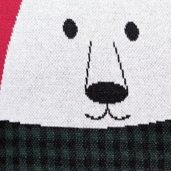 Pletený povlak DESIGN polar bear bíločervená 45 x 45 cm