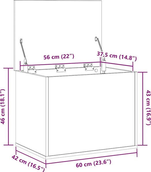 VidaXL Úložný box 60 x 42 x 46 cm kompozitní dřevo [862290] Barva: Betonová šedá