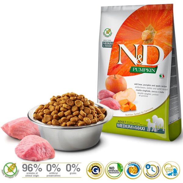 FARMINA N&D Pumpkin Boar & Apple Adult Medium & Maxi - suché krmivo pro psy - 12kg