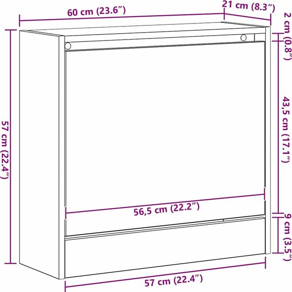 VidaXL Botník 60 x 21 x 57 cm kompozitní dřevo [869101] Barva: dub sonoma