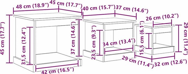 VidaXL Konferenční stolky 3 ks kompozitní dřevo [881452] Barva: Bílá