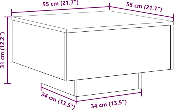 VidaXL Konferenční stolek 55 x 55 x 31 cm kompozitní dřevo [862991] Barva: dub sonoma