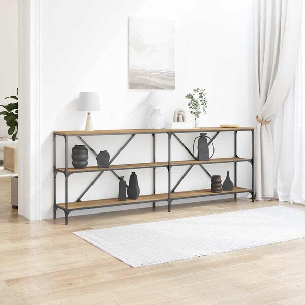 VidaXL Konzolový stolek 200 x 30 x 75 cm kompozit a železo [863447] Barva: kouřový dub