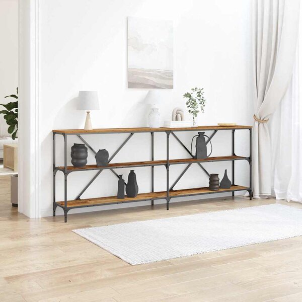 VidaXL Konzolový stolek 200 x 30 x 75 cm kompozit a železo [863447] Barva: kouřový dub