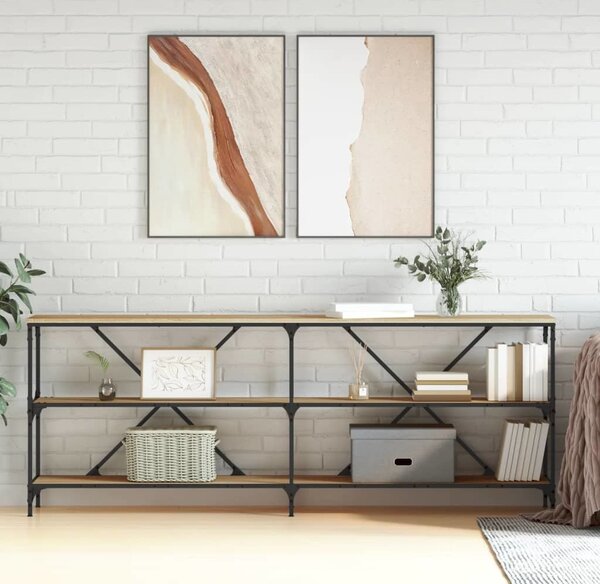 VidaXL Konzolový stolek 200 x 30 x 75 cm kompozit a železo [863447] Barva: kouřový dub