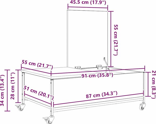 VidaXL Konferenční stolek na kolečkách 91x55x34 cm kompozit [883003] Barva: dub sonoma