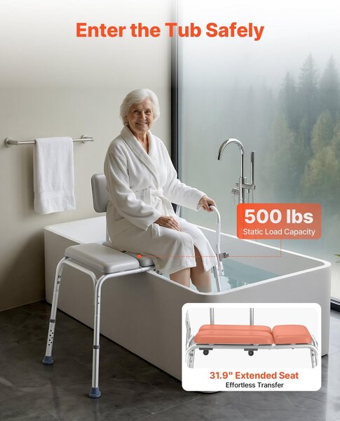 Přenosná lavice do vany, nosnost 227 kg, robustní sprchová židle s područkami a opěradlem, výškově nastavitelná, koupelnová lavice pro dospělé, seniory, osoby se zdravotním postižením