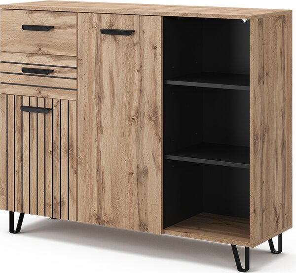 Příborník Vicco Amber Hnědá 38 x 100 cm se 2 zásuvkami a 2 dvířky, Model 47686