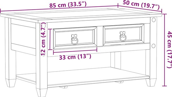 VidaXL Konferenční stolek 85 x 50 x 45 cm Masivní borové dřevo [42024940] Barva: Medový vosk