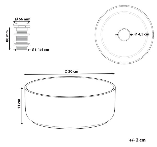 Umyvadlo na desku COLCA ⌀ 30 cm Keramika Bílá