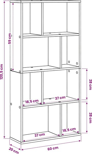 VidaXL Knihovna 60 x 20 x 120,5 cm kompozitní dřevo [869254] Barva: Bílá