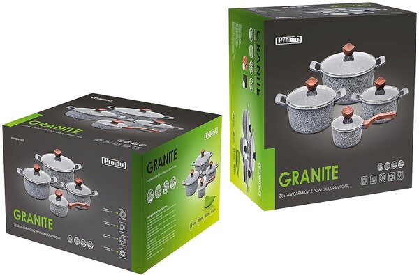 PROMIS Sada hrnců GRANITE, rendlík 16 cm, hrnce 20,24,28 hnědé rukojeti