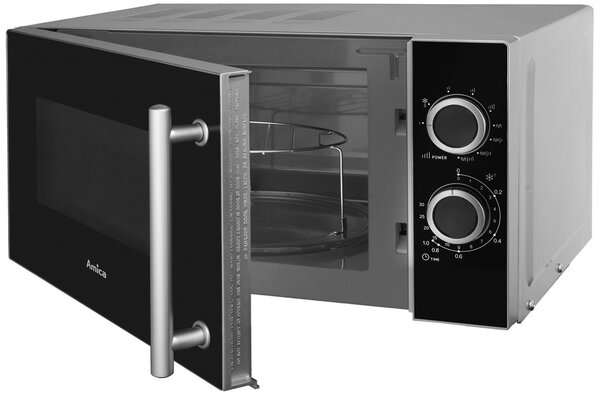 Amica AMGF20M1GS mikrovlnná trouba Pracovní deska Mikrovlnná trouba s grilem 20 l 700 W Černá, Stříbrná