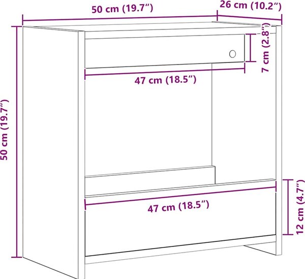 VidaXL Odkládací stolek 50 x 26 x 50 cm kompozitní dřevo [862621] Barva: hnědý dub
