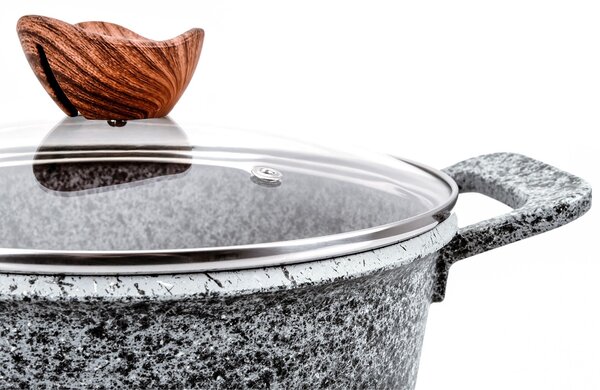 PROMIS Sada hrnců GRANITE, rendlík 16 cm, hrnce 20,24,28 hnědé rukojeti