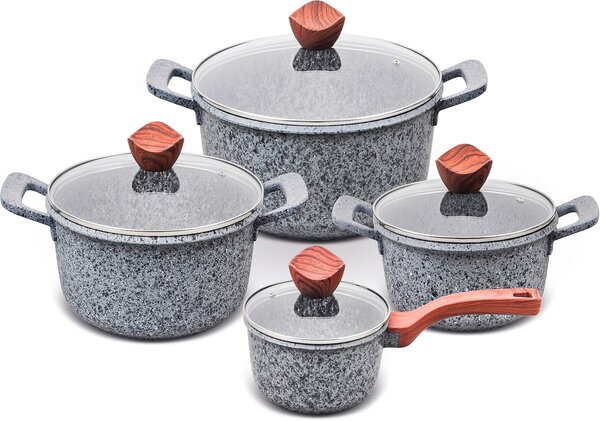 PROMIS Sada hrnců GRANITE, rendlík 16 cm, hrnce 20,24,28 hnědé rukojeti