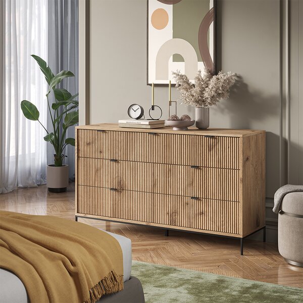 Příborník Vicco Eliza Dub Viking 42 x 81 cm se 7 zásuvkami, Model 49503