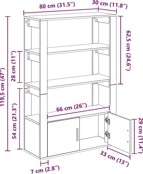 VidaXL Příborník 80x30x119,5 cm kompozitní dřevo [881098] Barva: Betonová šedá