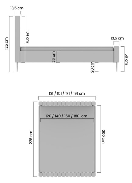 Čalouněná postel Livani 160x200 - béžový samet Velluto 2 / černé nohy