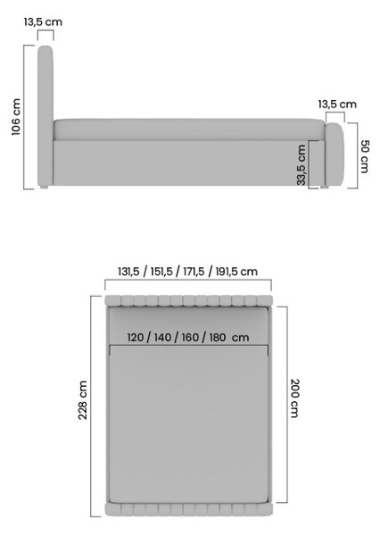 Čalouněná postel Livani 160x200 s úložným prostorem - béžový samet Velluto 2