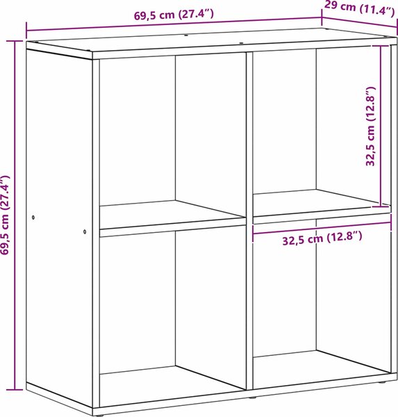 VidaXL Knihovna/dělící stěna 69,5x29x69,5 cm kompozit [879664] Barva: Bílá