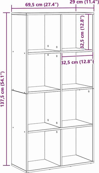 VidaXL Knihovna/dělící stěna 69,5x29x137,5 cm kompozit [879666] Barva: Staré dřevo