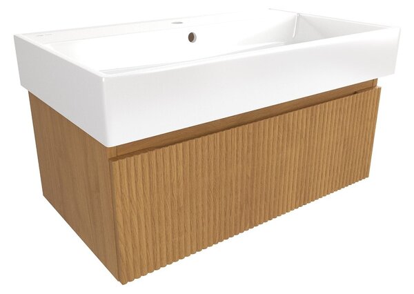 Koupelnová skříňka s umyvadlem SAT Evolution 78x30x44,5 cm dub medový mat SATEVO80DMU2